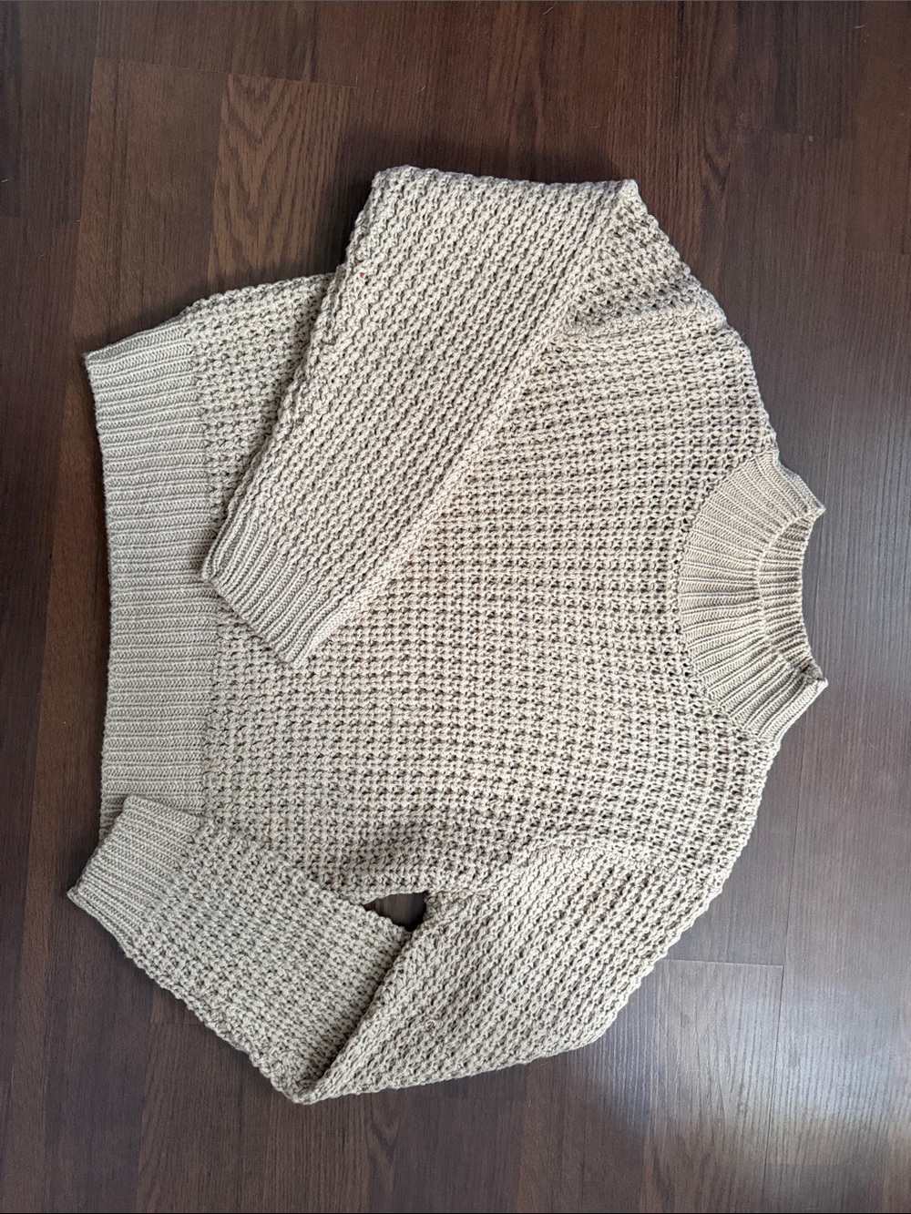 Textured Cowl-Neck Sweater in Beige